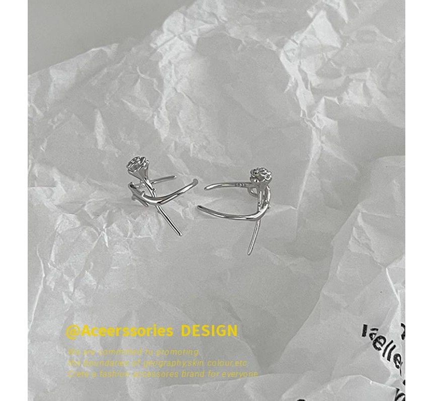 Rose Sterling Cuff Earring Silver