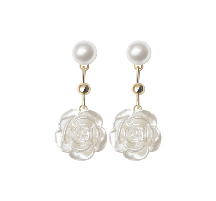 Earring Silver Dangle Floral Sterling