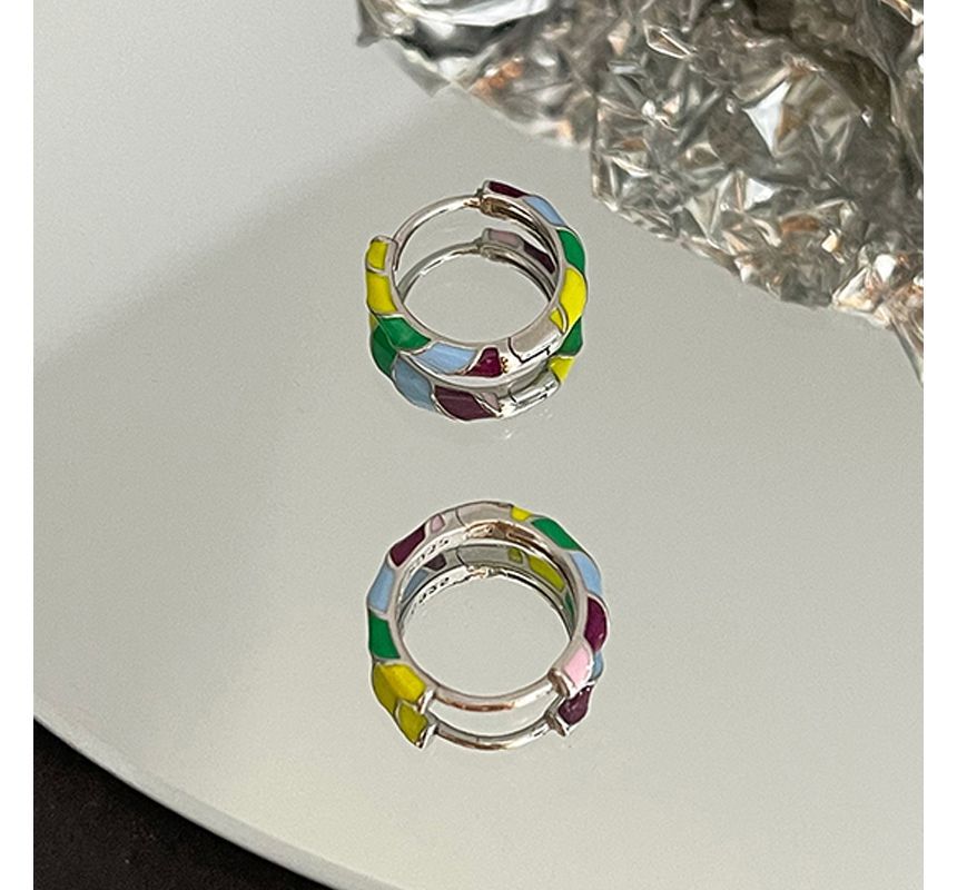 Hoop Earring Glaze Silver Sterling
