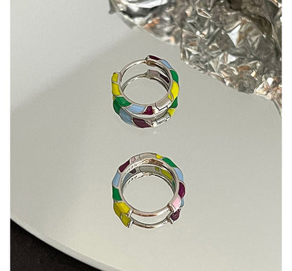 Hoop Earring Glaze Silver Sterling