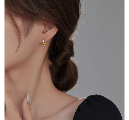 Hoop Earring Glaze Silver Sterling