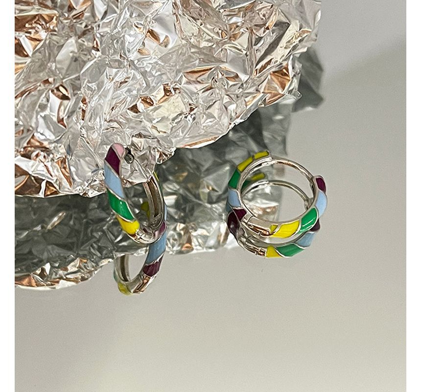 Hoop Earring Glaze Silver Sterling