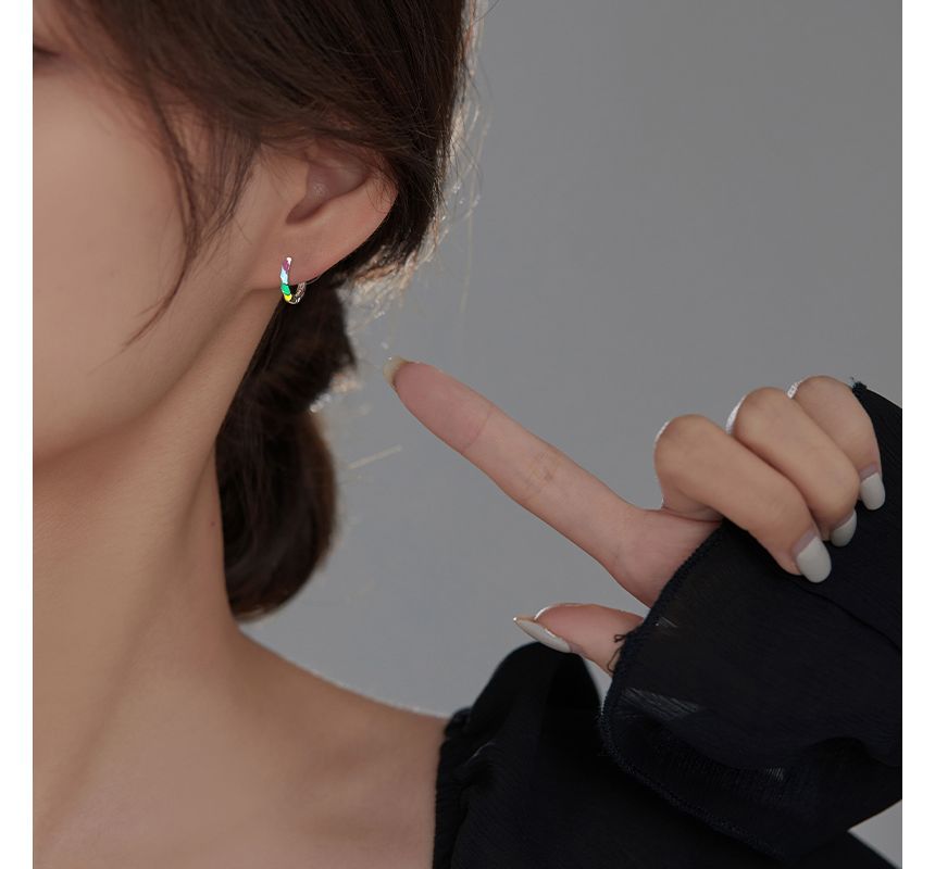 Hoop Earring Glaze Silver Sterling