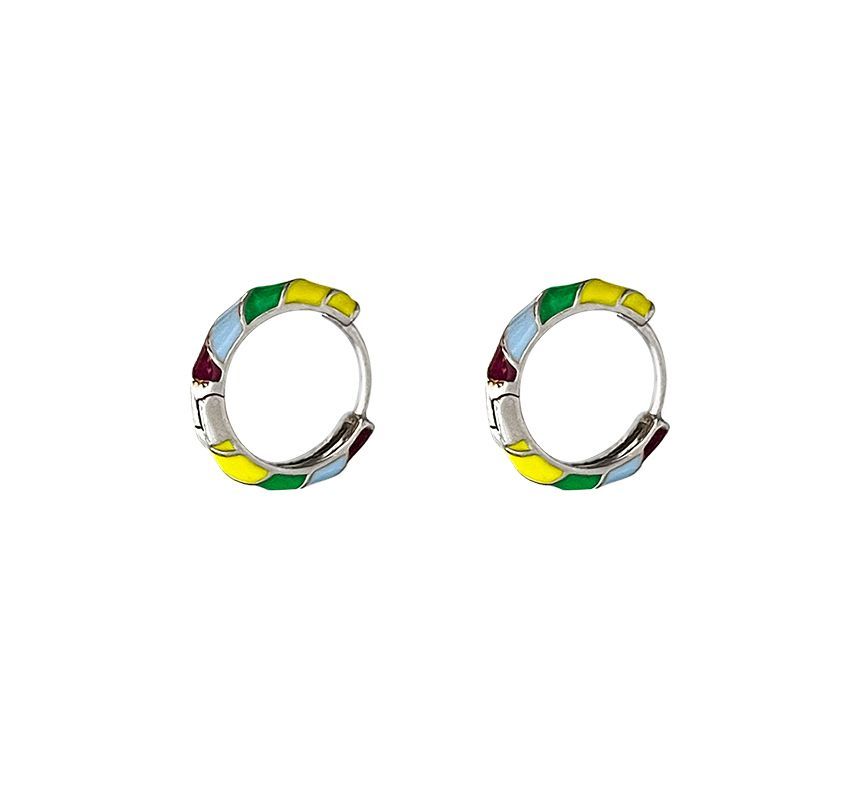 Hoop Earring Glaze Silver Sterling