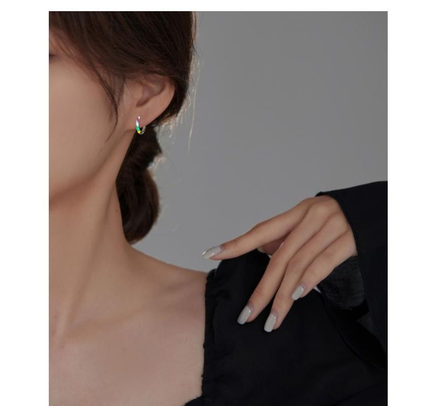 Hoop Earring Glaze Silver Sterling