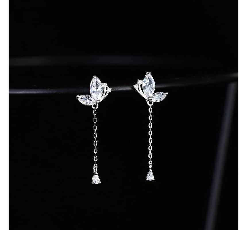 Silver Earring Dangle Butterfly Sterling