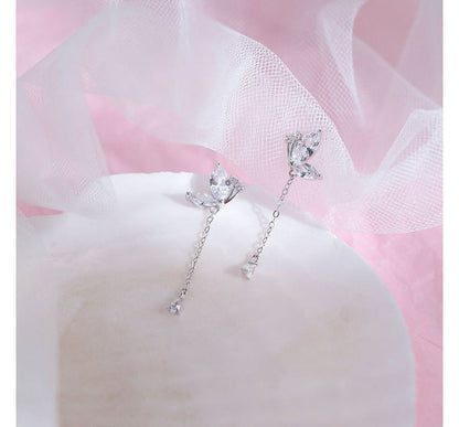 Silver Earring Dangle Butterfly Sterling