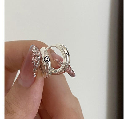 Hoop Silver Earring Smiley Sterling