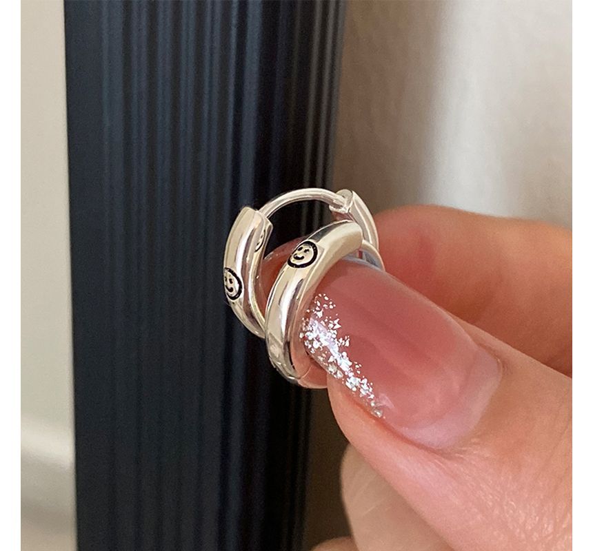 Hoop Silver Earring Smiley Sterling