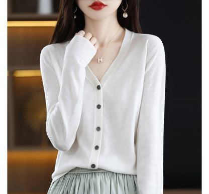 Button-Up V-Neck Cardigan