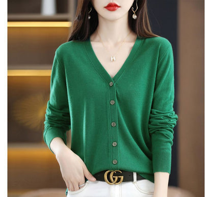 Button-Up V-Neck Cardigan
