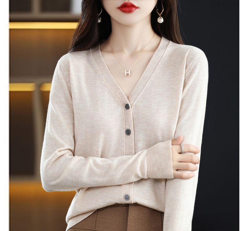 Button-Up V-Neck Cardigan