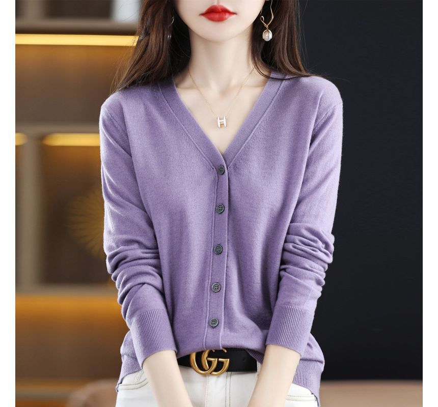 Button-Up V-Neck Cardigan