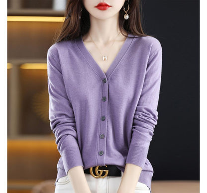 Button-Up V-Neck Cardigan