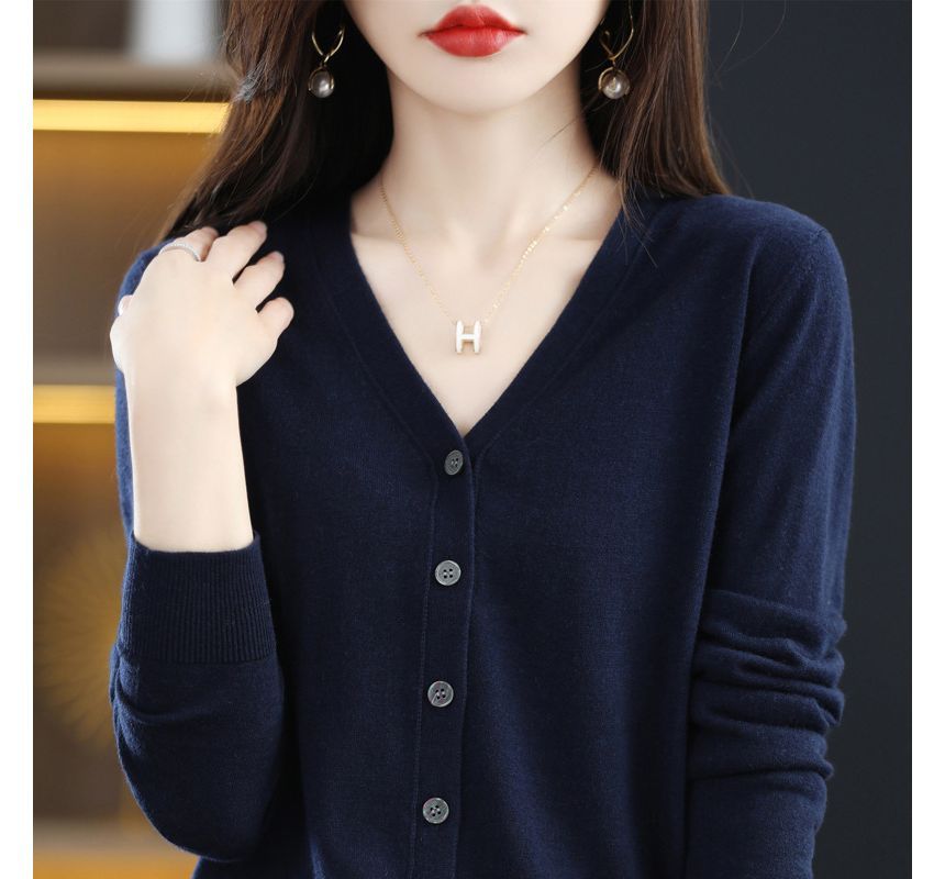 Button-Up V-Neck Cardigan