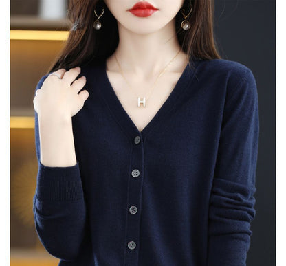 Button-Up V-Neck Cardigan