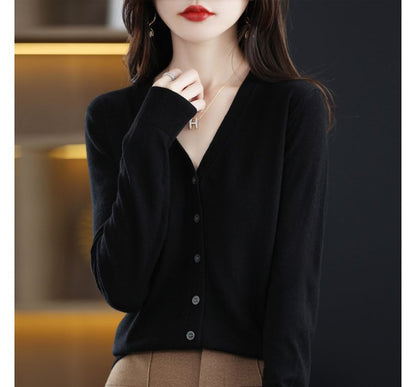 Button-Up V-Neck Cardigan