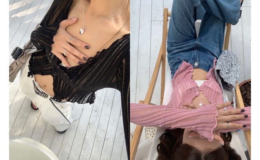 Striped Lightweight Crop Cardigan