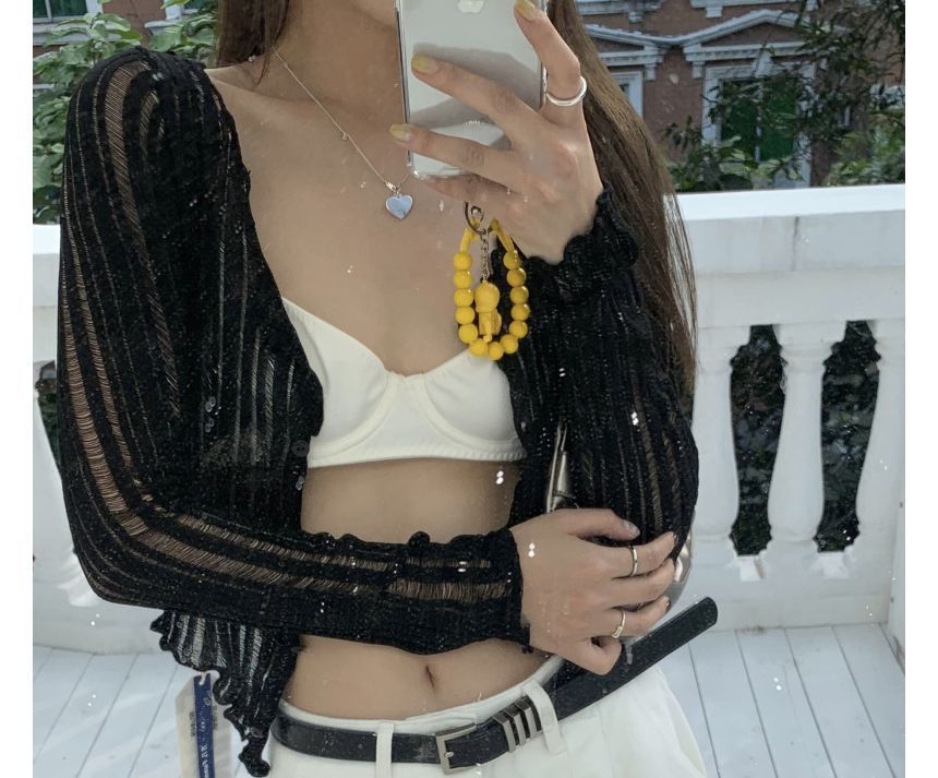 Striped Lightweight Crop Cardigan