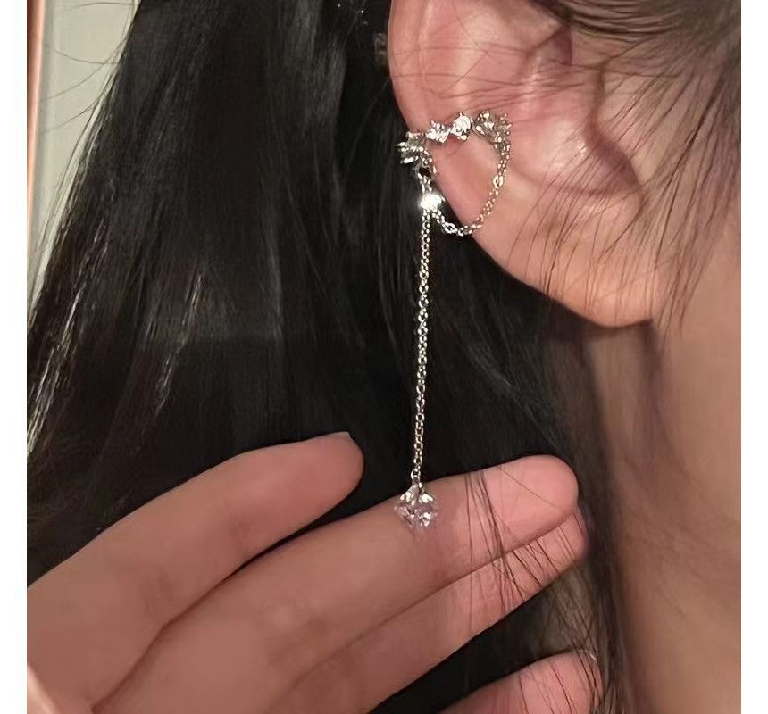 Earring Alloy Cuff Rhinestone