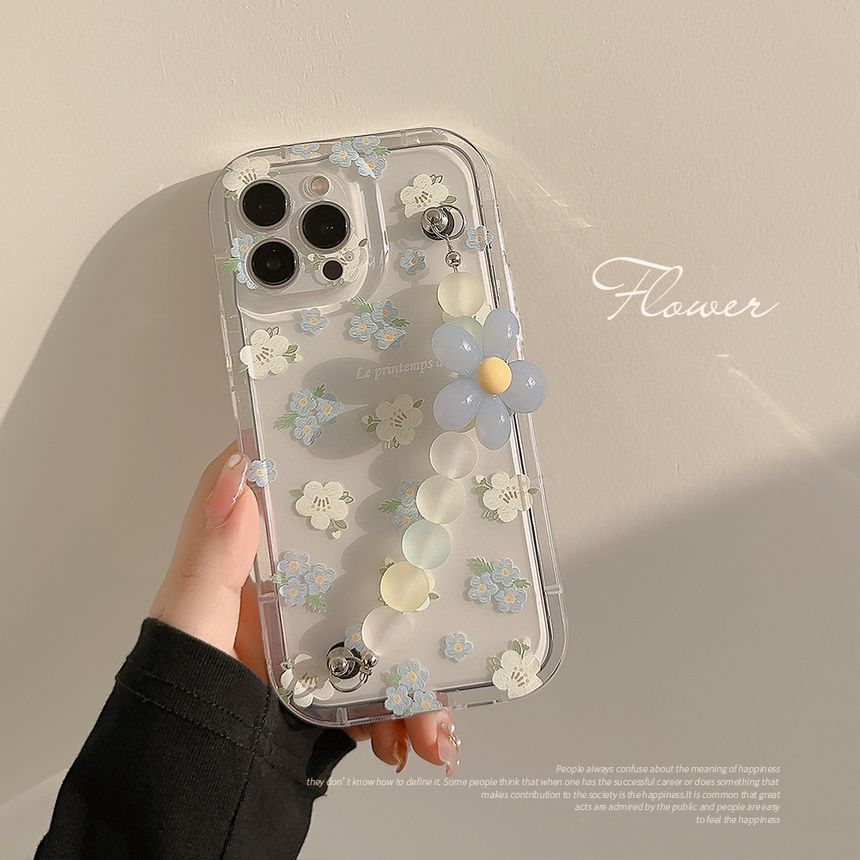 Transparent Strap Floral Phone Case