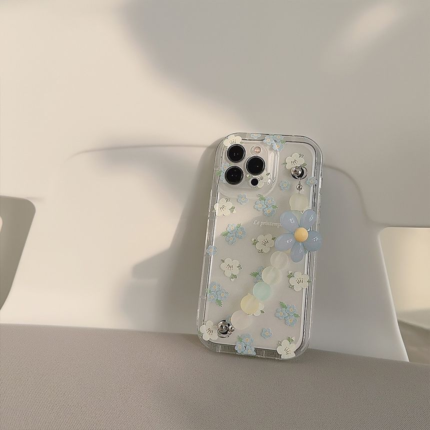 Transparent Strap Floral Phone Case
