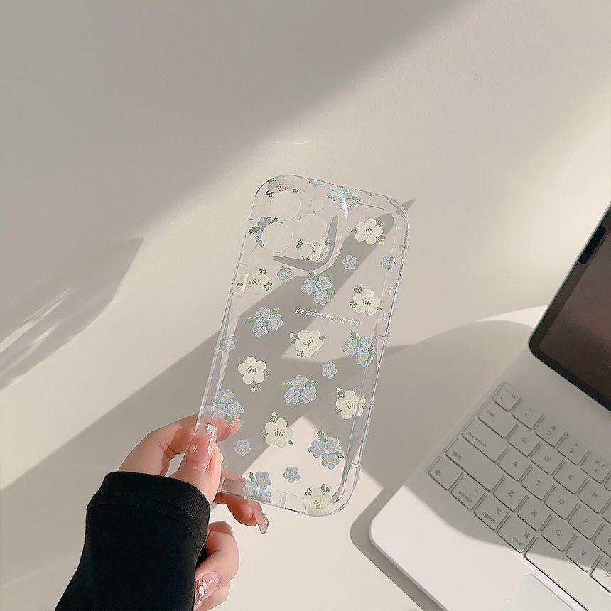 Transparent Strap Floral Phone Case
