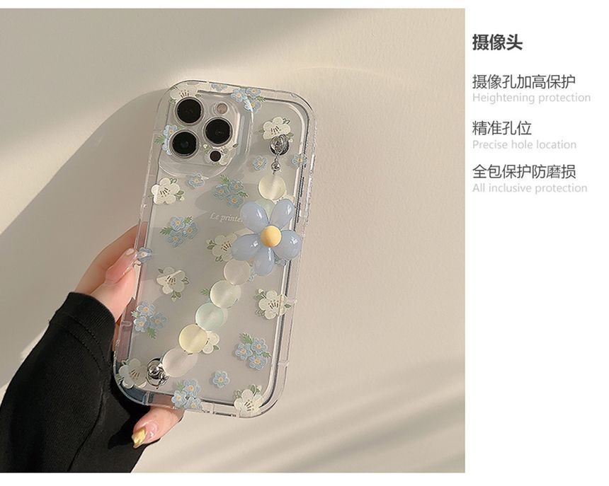 Transparent Strap Floral Phone Case