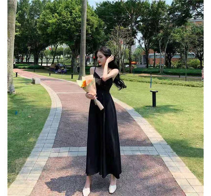 Thin Strap Wrap Midi A-Line Dress