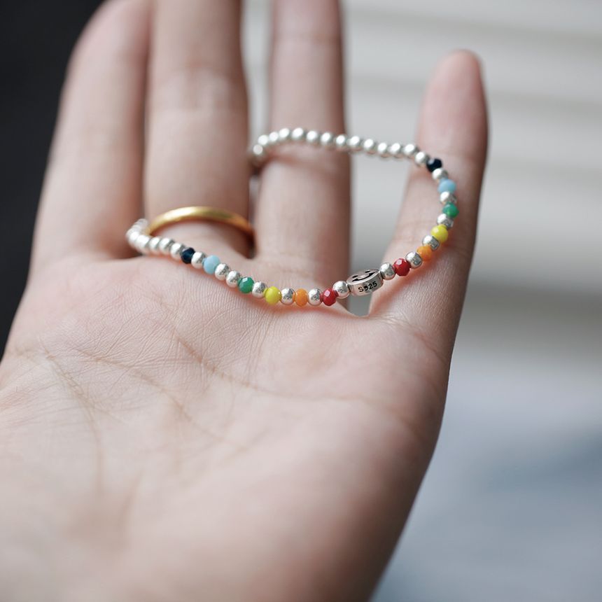 Smiley Bracelet Face Silver Rainbow Sterling