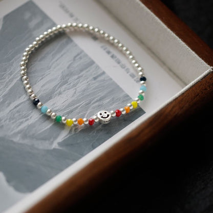 Smiley Bracelet Face Silver Rainbow Sterling