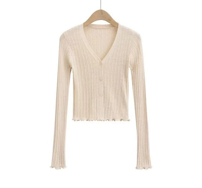 Long Sleeve Ribbed V-Neck Cardigan