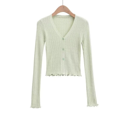Long Sleeve Ribbed V-Neck Cardigan