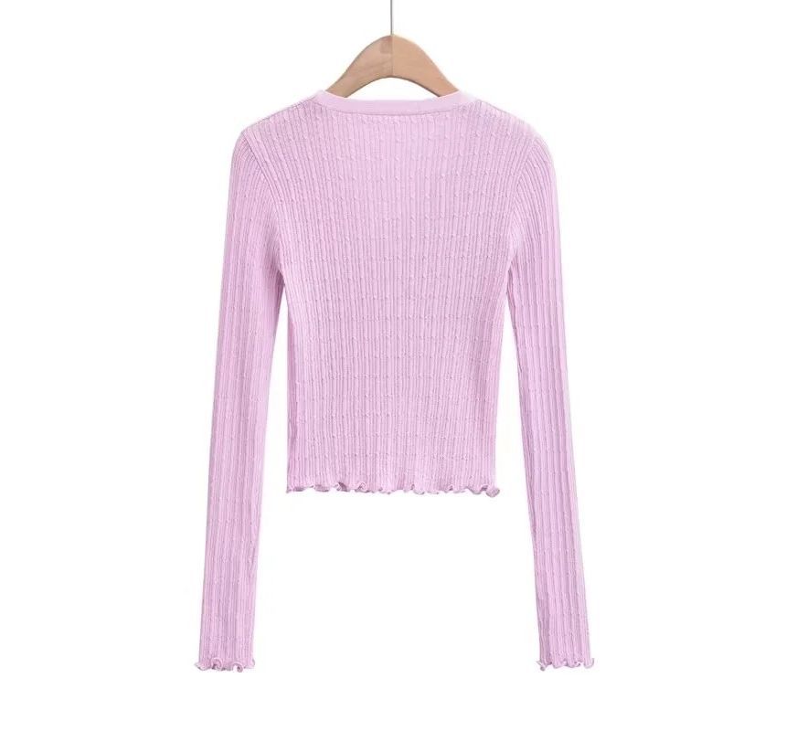 Long Sleeve Ribbed V-Neck Cardigan