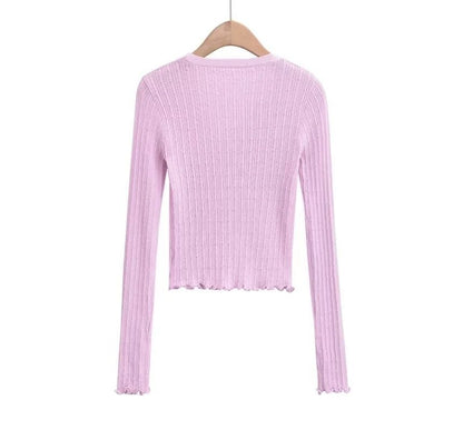 Long Sleeve Ribbed V-Neck Cardigan