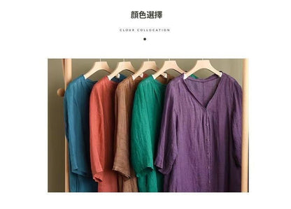 3/4 Sleeve Linen Long Cardigan