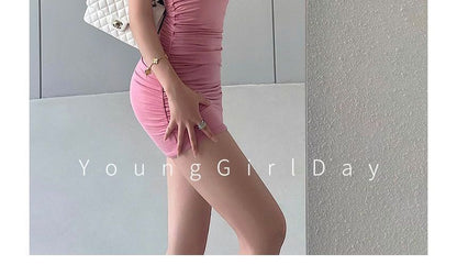 Thin Strap Scoop Neck Mini Sheath Dress