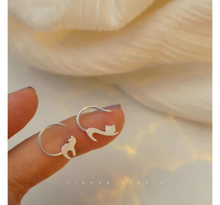 Silver Sterling Earring Cat