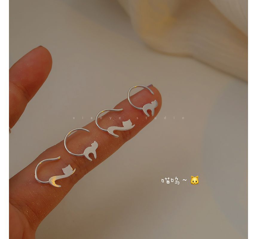 Silver Sterling Earring Cat
