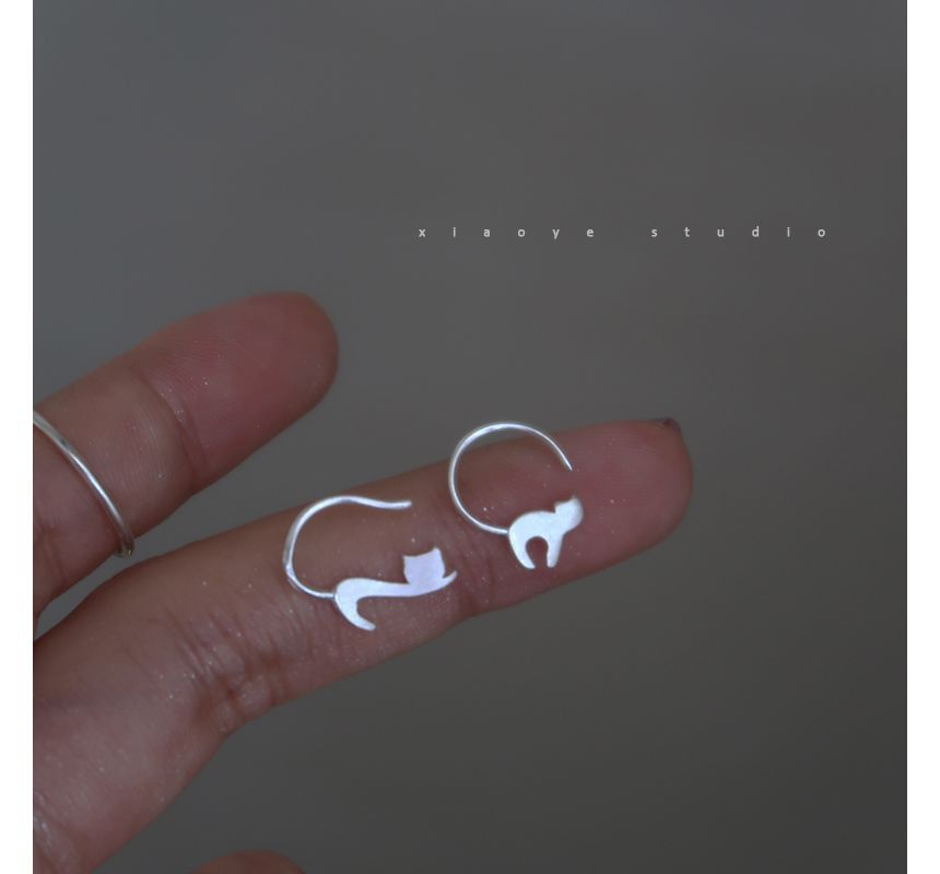 Silver Sterling Earring Cat