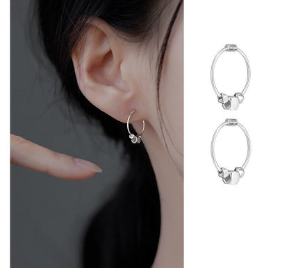 Bead Earring Sterling Hoop Silver