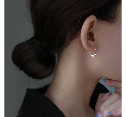 Bead Earring Sterling Hoop Silver