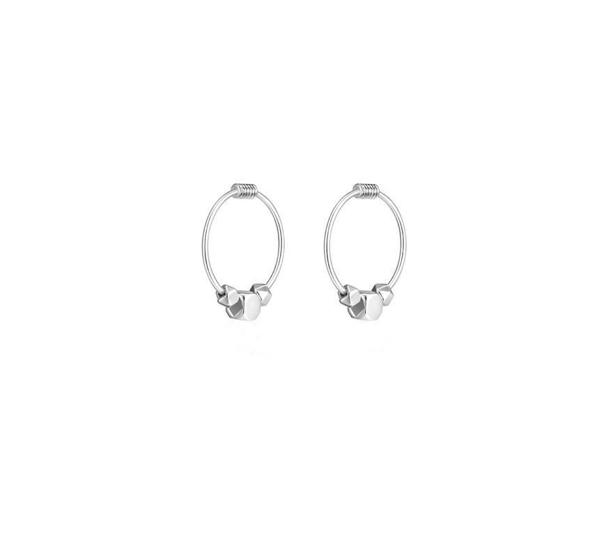 Bead Earring Sterling Hoop Silver