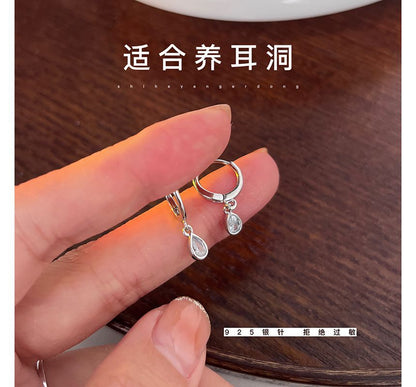 Earring Rhinestone Sterling Dangle Silver Droplet