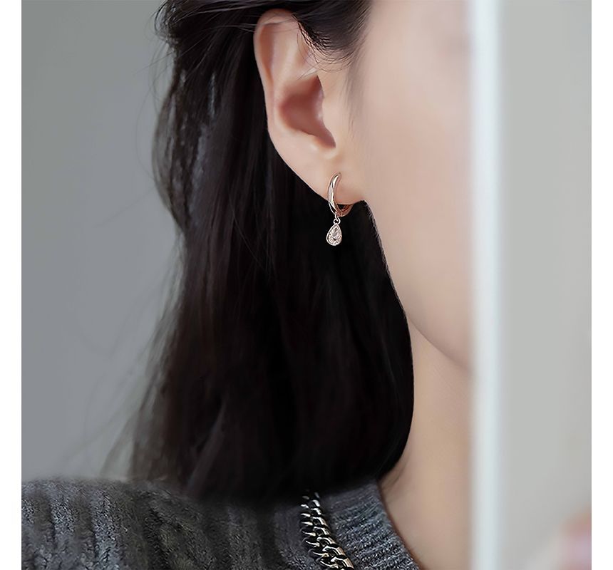 Earring Rhinestone Sterling Dangle Silver Droplet