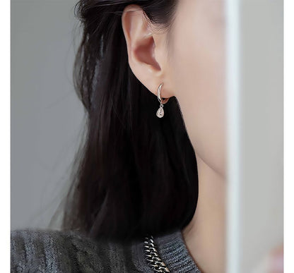 Earring Rhinestone Sterling Dangle Silver Droplet