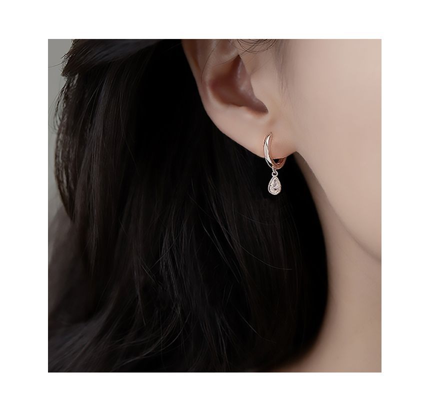 Earring Rhinestone Sterling Dangle Silver Droplet