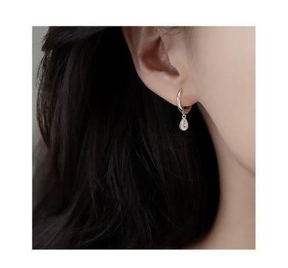 Earring Rhinestone Sterling Dangle Silver Droplet