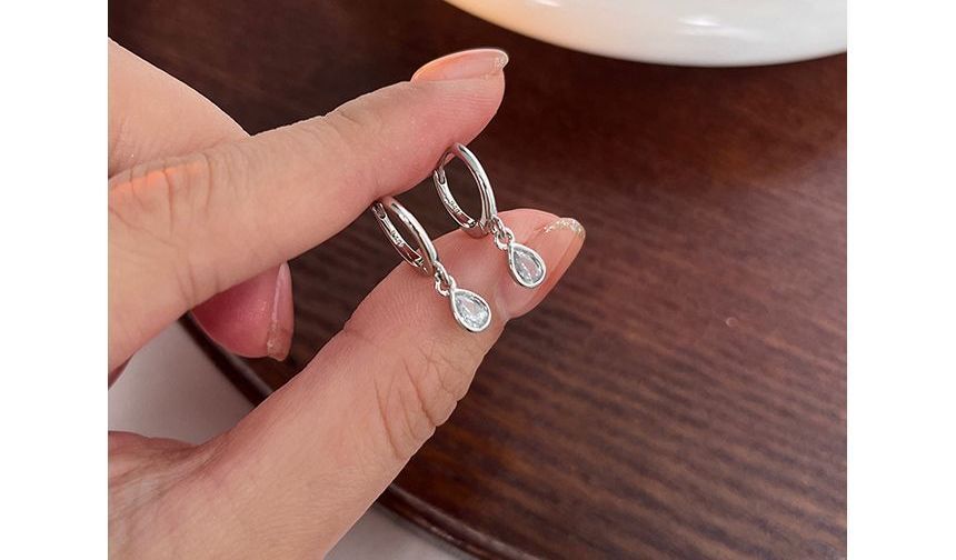 Earring Rhinestone Sterling Dangle Silver Droplet