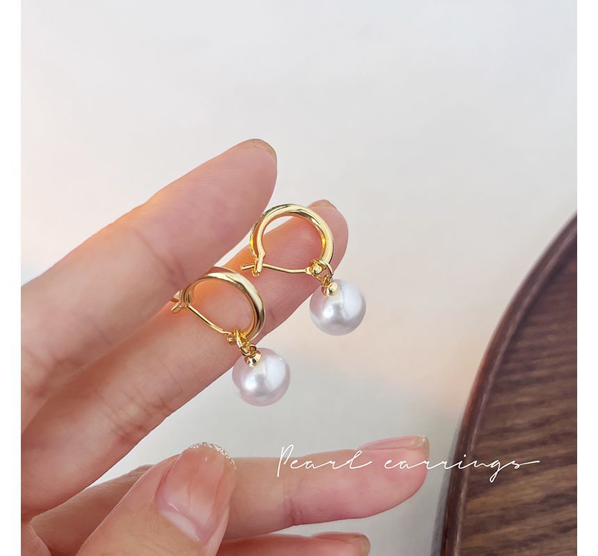 Earring Pearl Faux Dangle Sterling Silver